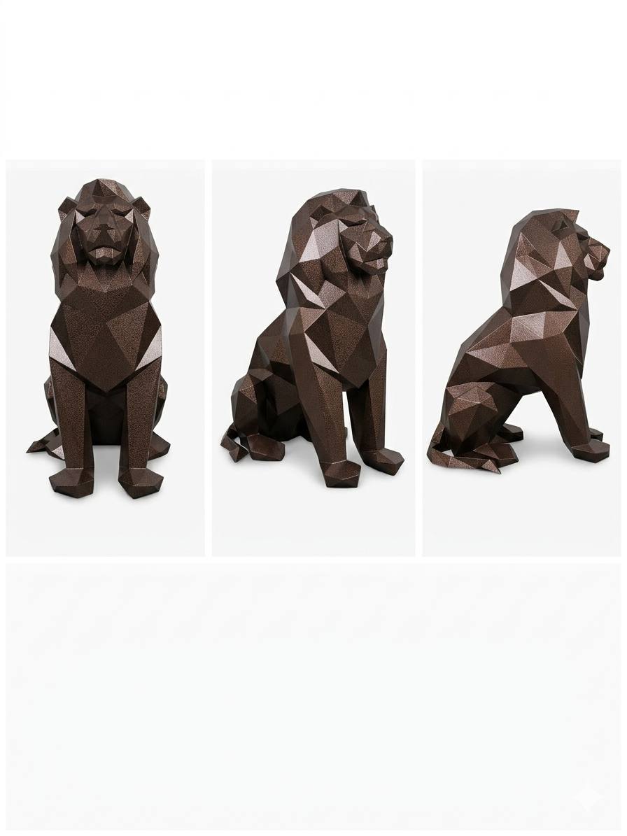 Lion-Inspired Geometric Sculpture