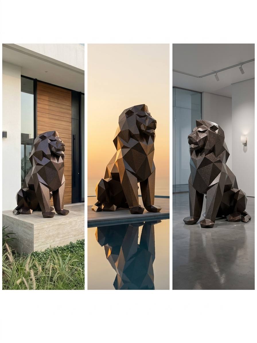 Lion-Inspired Geometric Sculpture