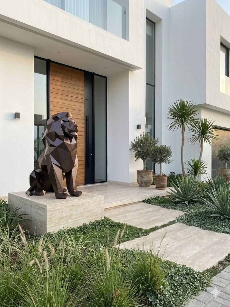 Lion-Inspired Geometric Sculpture